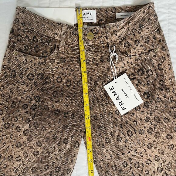 Frame Le Crop Mini Boot High Rise Snake Print Jeans in Vanilla Multi Size 23 NWT - Picture 10 of 12